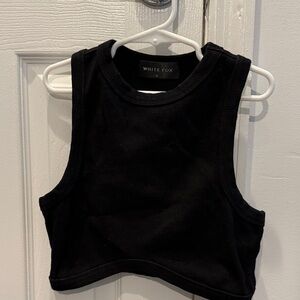 White Fox Black Crop Top. Size medium